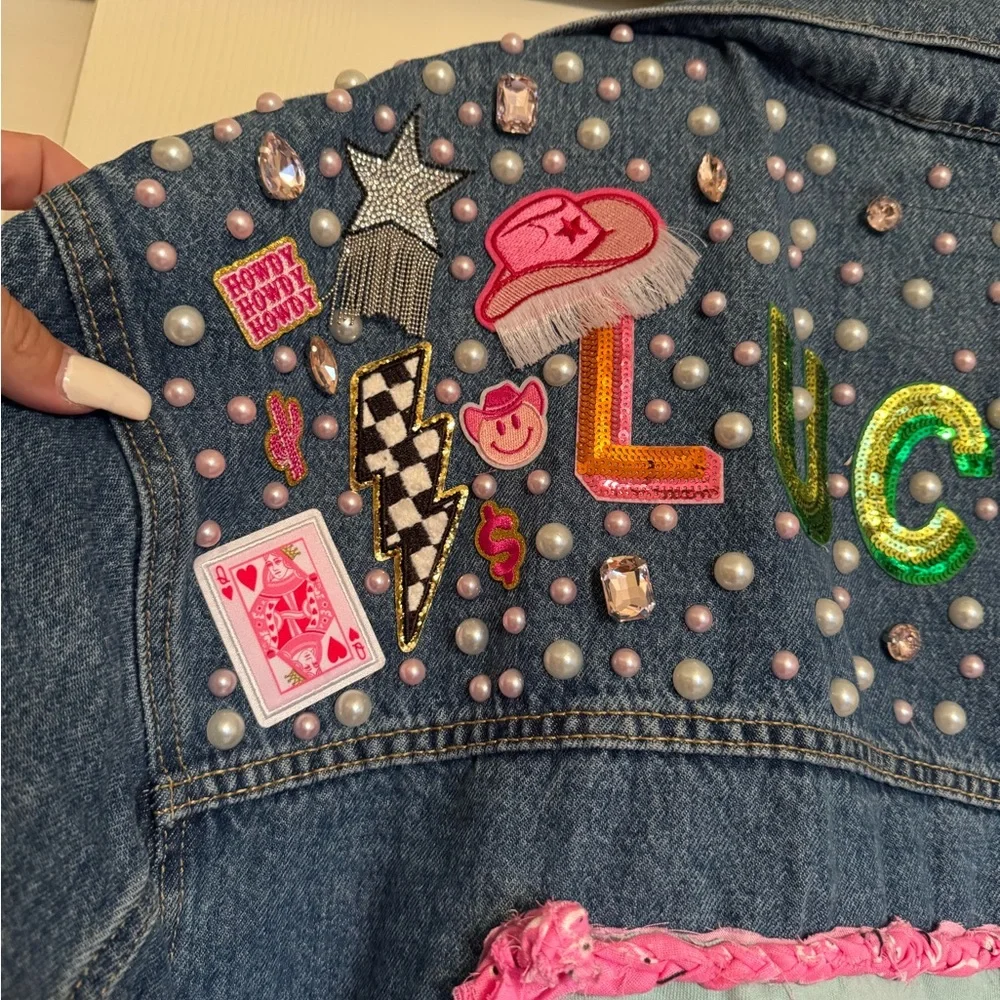 Handmade Personalized Levi Jean Jacket- Lets Go Girls Jean Jacket - Picture 4 of 9